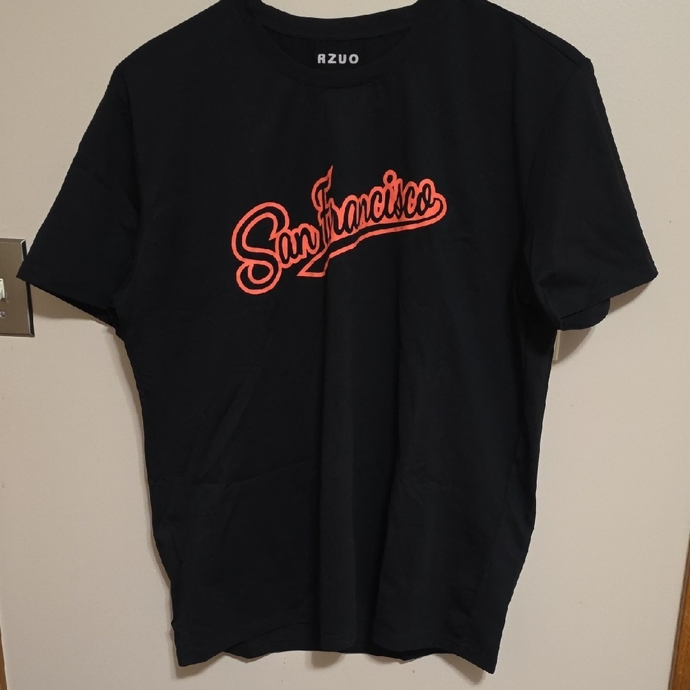 San Francisco Script Tee - Black with Orange Logo